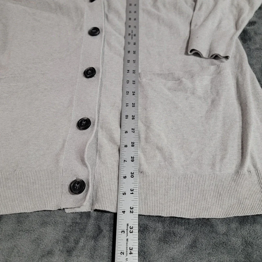 Duluth Trading Cardigan Sweater Women 1X Gray Pockets Academia Minimalist Boho